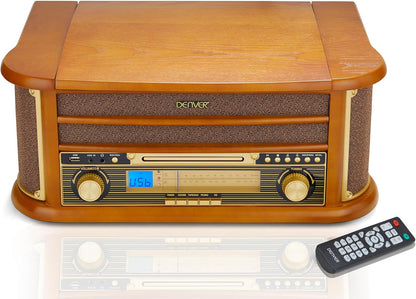 8-in-1 CD Cassette Player Retro Wooden Record Player HiFi System