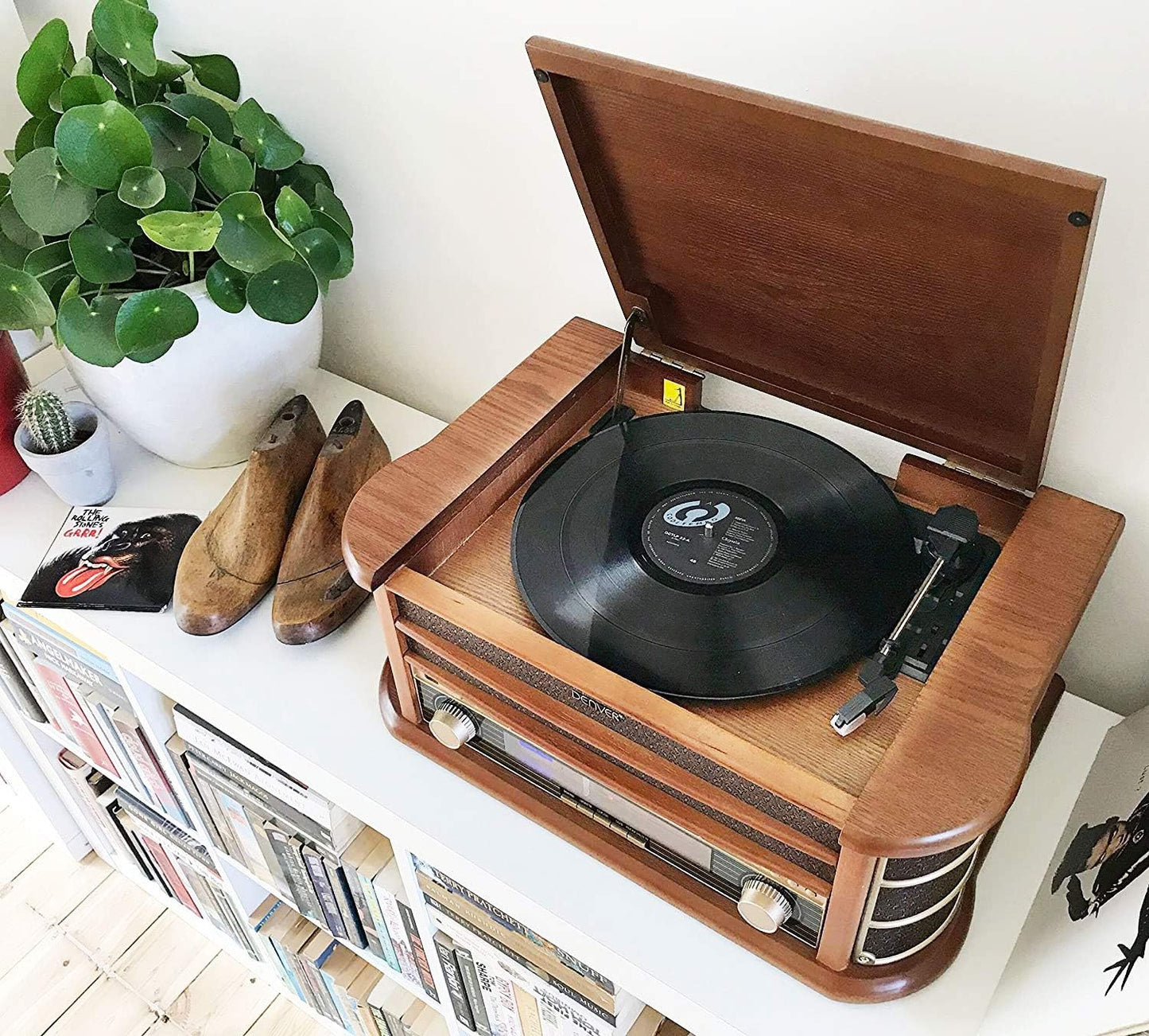 8-in-1 CD Cassette Player Retro Wooden Record Player HiFi System